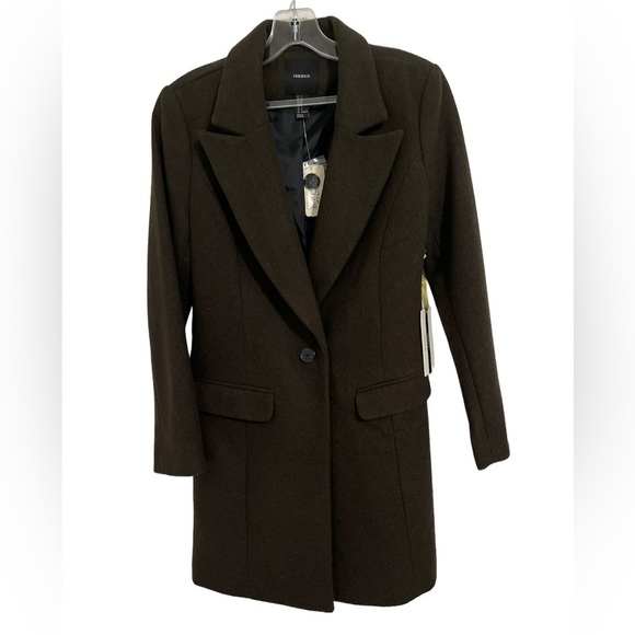 NWT Forever 21  Brown long pea coat/over coat size S - Picture 1 of 4